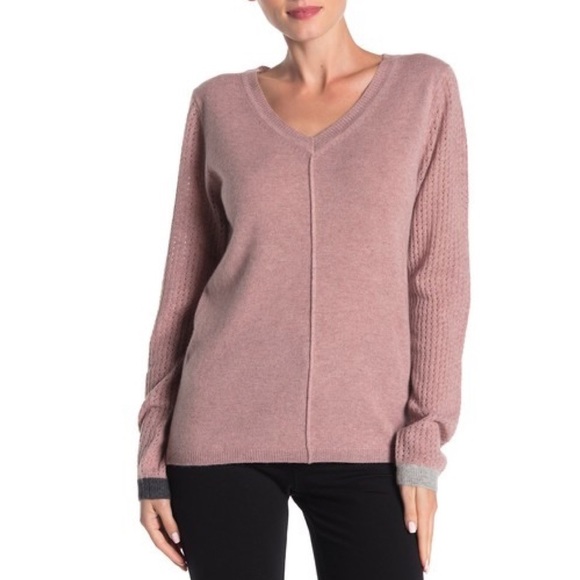 Knyt & Lynk 100% Cashmere V-Neck Sweater - Picture 9 of 9